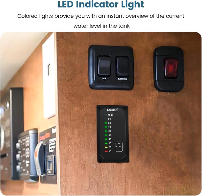 briidea RV Tank Sensor Monitor Panel, RV Water Tank Level Monitor with LED Indicator, Allow You to Replenish The Water Tank in Time, Powered by 7-32V DC, Ideal for RV Motorhome Caravan - Image 3